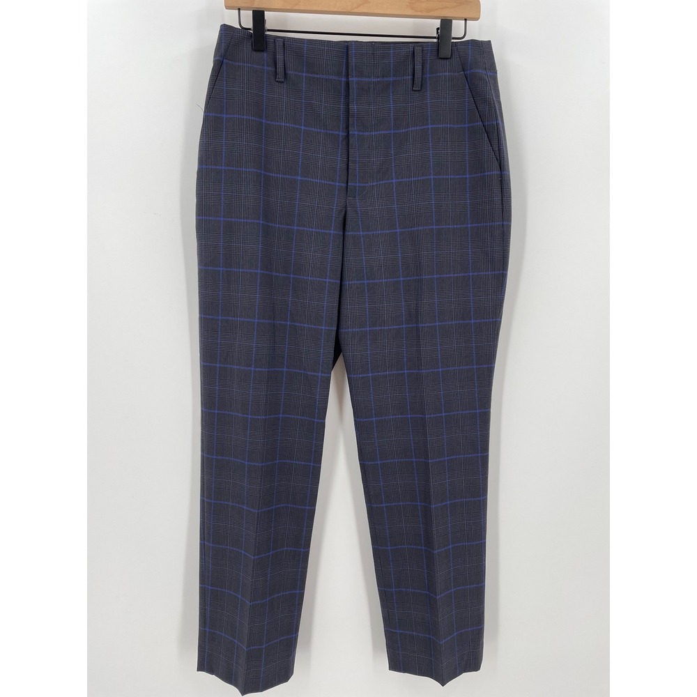 Gap Womens 10 High Rise Slim Taper Blue Windowpane Plaid Career Pants